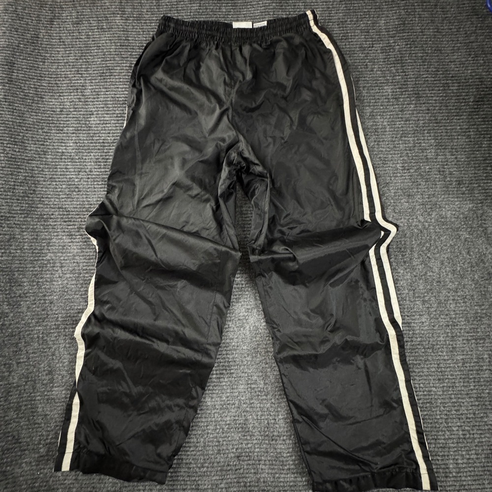 Vintage 90s Wilson Track Pants Black White Stripe Ankle Zip Lined Men's S EUC